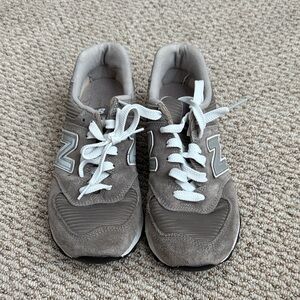 New Balance Taupe and White Sneakers